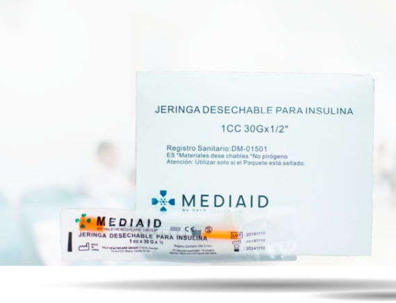 Jeringa Desechable de Insulina con Aguja Hipodérmica 1cc