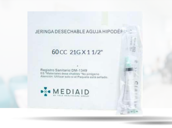 Jeringa Desechable con Aguja Hipodérmica 60ml